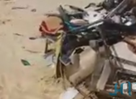 حطام سيارة أبناء مدير جامعة الجوف بعد الحادث المروع (فيديو)