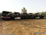 النيران تلتهم 6 باصات نقل طالبات بعنيزة .. ولاإصابات